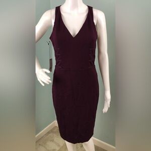 ALI & JAY Ponte Sheath V-Neck Dress in Wine.